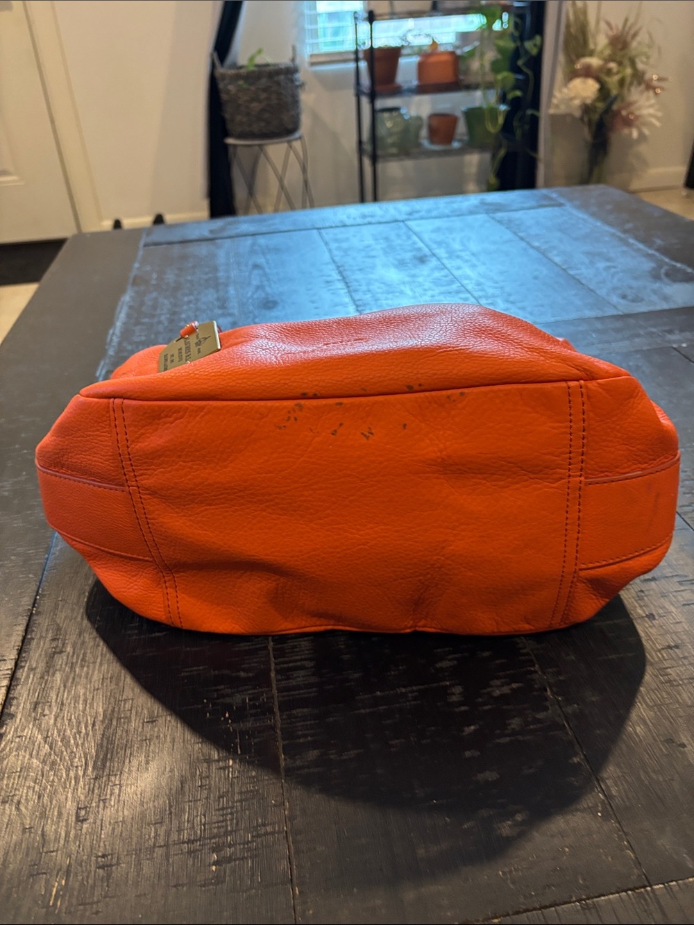 Lauren Ralph Lauren Orange Hobo Pebbled Leather Shoulder Bag Purse - Picture 3 of 14